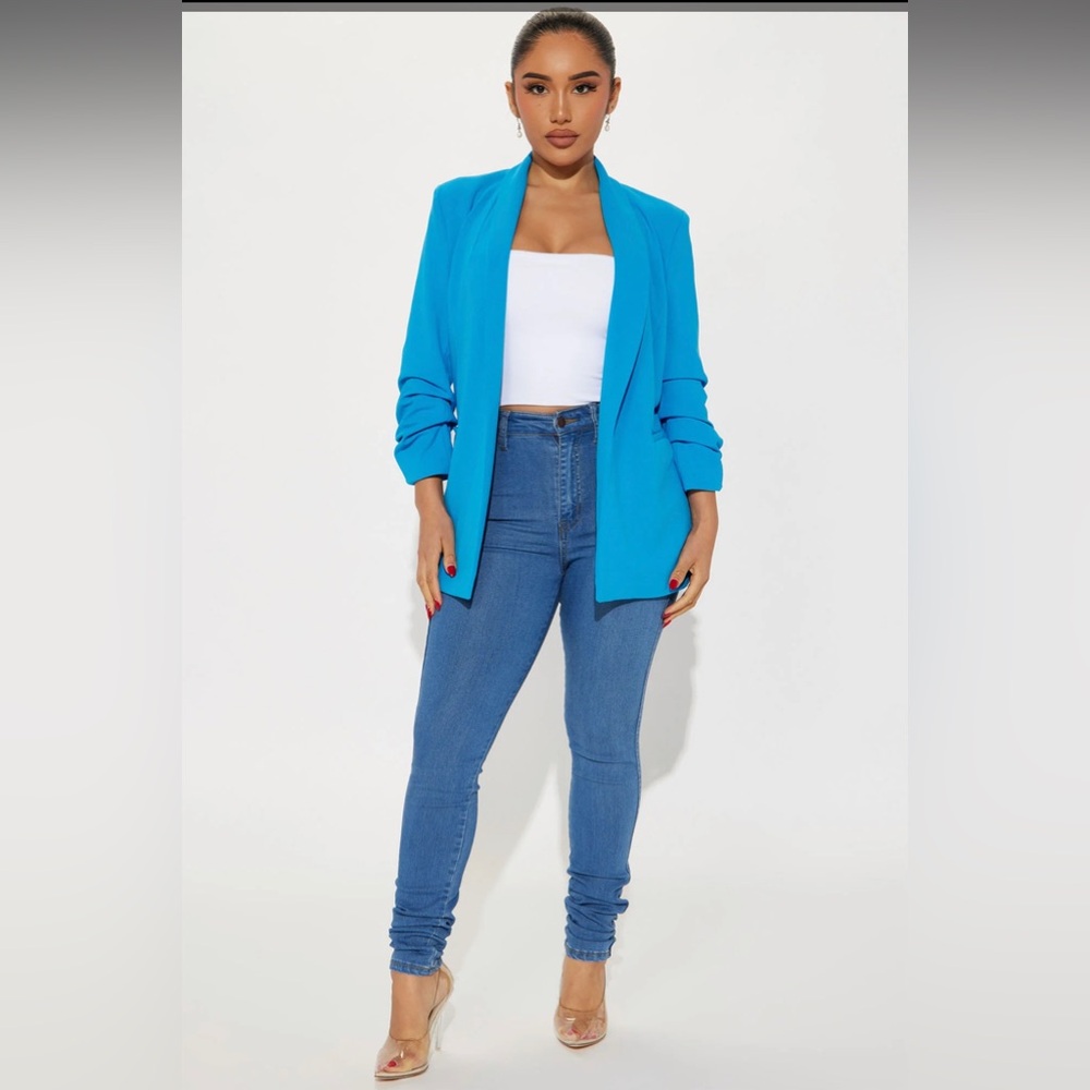 Fashion Nova Celine Blazer Aqua Business Casual Women's XL Colorful Contemporary